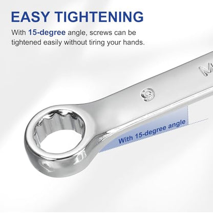 HARFINGTON 3Pcs Combination Wrench 21mm Metric 12-Point Box and Open End CR-V Steel Double Ended Spanner Tool for Automotive Pipe Furniture Machinery DIY Repair, Silver White - size: 21mm