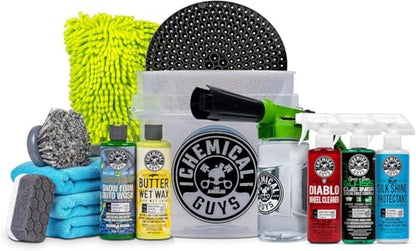 Chemical Guys, 14-Piece Arsenal Builder Car Wash Kit with Foam Blaster 6 | Foam Blaster, bucket, towels, soaps and waxes in one set, works with a garden hose, a gift-ready starter kit - style: HOL126