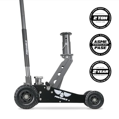 Pro Eagle 2 Ton The Beast Big Wheel Off Road Jack - Heavy Duty Hydraulic Floor Jack for Lifted Trucks & SUVs - All Terrain High Lift with 8" Extension & Skid Plate