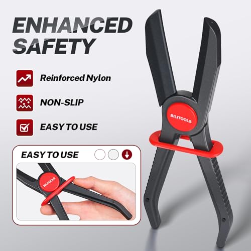BILITOOLS 3pcs Hose Pinch Off Pliers Set, Straight Clamp Tool for Lines | 5.9/7.3/10" Sizes Plastic Pliers Set, Non-Damaging, Locking Grip, 160°c Heat-Resistant, for Fuel/Coolant/Brake/Vacuum Lines - size: 3-Piece, style: Straight