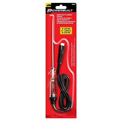 Powerbuilt Heavy Duty Automotive Circuit Tester, 6V-12V, 48-Inch Lead with Spring Crimp Guard, Extra Long Probe - 648341
