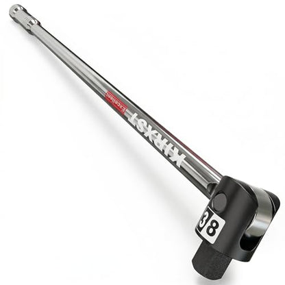 17.5-Inch 3/8” Drive Breaker Bar, Heavy Duty Extension Breaker Bar, 250° Rotatable Head, Premium Chromium Molybdenum Steel, Mechanical Work, Automobile and Motorcycle Maintenance and Repair - size: 3/8" 17.5 in