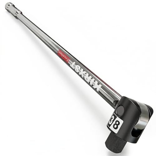 17.5-Inch 3/8” Drive Breaker Bar, Heavy Duty Extension Breaker Bar, 250° Rotatable Head, Premium Chromium Molybdenum Steel, Mechanical Work, Automobile and Motorcycle Maintenance and Repair - size: 3/8" 17.5 in