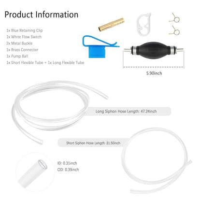 Fuel Transfer Pump with 6.5FT Gas Siphon Hose,Enlarged Caliber Gas Pump for Gas Can,Oil,Water,Portable Siphon Pump for Gasoline Kit Include Extension Nozzle Pinch Clip Car Accessories