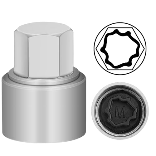 M Wheel Locking Nut Key Compatible with Audi Series, (Socket OD 27mm - ID 25mm), Wheel Lock Nut Socket Adapter, Wheel Anti-Theft Lug Nut Removal Tool, Anti-Theft Screw Remover - size: Socket M