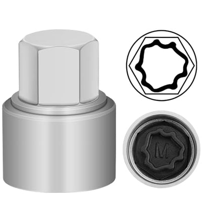 M Wheel Locking Nut Key Compatible with Audi Series, (Socket OD 27mm - ID 25mm), Wheel Lock Nut Socket Adapter, Wheel Anti-Theft Lug Nut Removal Tool, Anti-Theft Screw Remover - size: Socket M