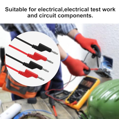 4mm Banana Plug Test Leads Dual-Ended Multimeter Electrical 4mm Banana Stackable Plug Silicone Flexible Copper Cable 1 Meter for Multimeter Electrical Testing - color: 1set dual banana