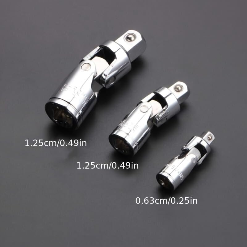 3PCS Universal Joint Set Ratchet Angle Extension Bar Socket Adapter Manual and Pneumatic Bendable Adapter Socket Tools NEW