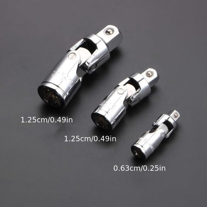 3PCS Universal Joint Set Ratchet Angle Extension Bar Socket Adapter Manual and Pneumatic Bendable Adapter Socket Tools NEW