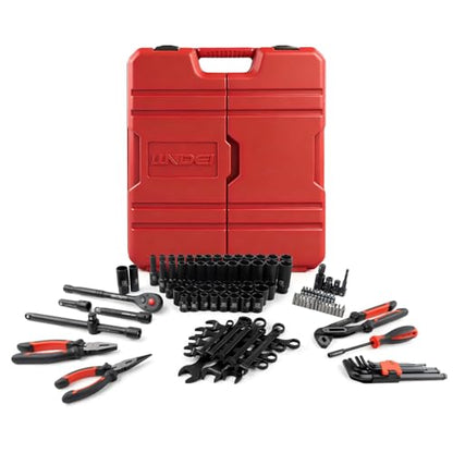 LLNDEI 112 Piece Ratchet Wrench Tool Set 1/2" Drive with SAE and Metric 6/12 Point Sockets Set, Mechanic Tool Kit with Bits, Combination Wrench universal joint adapter - color: 112 Pcs 1/2" Drive Sockets Set 6/12 Point