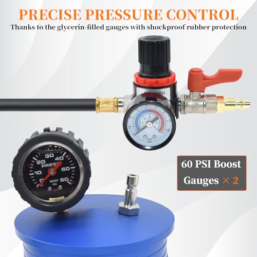 Charge Air Cooler CAC Boost Leak Tester with 3" 3.5" 4" Billet End Caps | 6061 Aluminum CAC Pressure Tester with 5Ft. Extension Line and US & EU & JP Standard Air Connectors for Class 7 & 8 Trucks - size: 13pcs