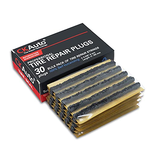 CKAuto 30pcs 4" Black Tire Repair Strings, Automotive Tool Tire Repair Plugs for Tubeless Off-Road Tires Car, Bike, ATV, UTV, Wheelbarrow, Mower - color: Black, size: 4" x φ0.236" 30pcs