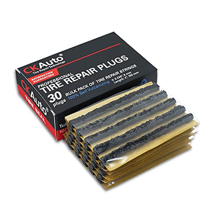 CKAuto 30pcs 4" Black Tire Repair Strings, Automotive Tool Tire Repair Plugs for Tubeless Off-Road Tires Car, Bike, ATV, UTV, Wheelbarrow, Mower - color: Black, size: 4" x φ0.236" 30pcs