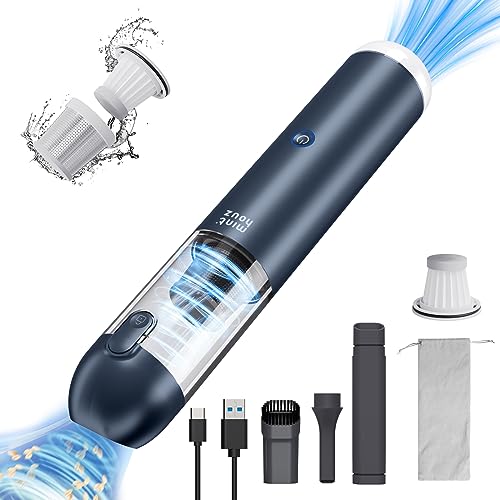 Minthouz Car Vacuum - 17000Pa/120W Handheld Vacuum Cordless with Blower & 2 Filters, Rechargeable Ultra Lightweight Hand Held Vacuum Mini Vacuum Cleaner for Car Home Pet Office Keyboard Cleaning - color: Blue