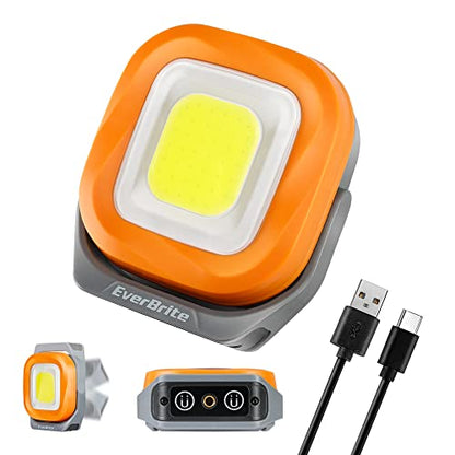 EverBrite Rechargeable Portable Magnetic Led Work Light, 1000 Lumen Super Bright Cordless Light for Car, Camping, Outdoors, Emergency & Job Site Lighting, 4 Modes, Orange Gray