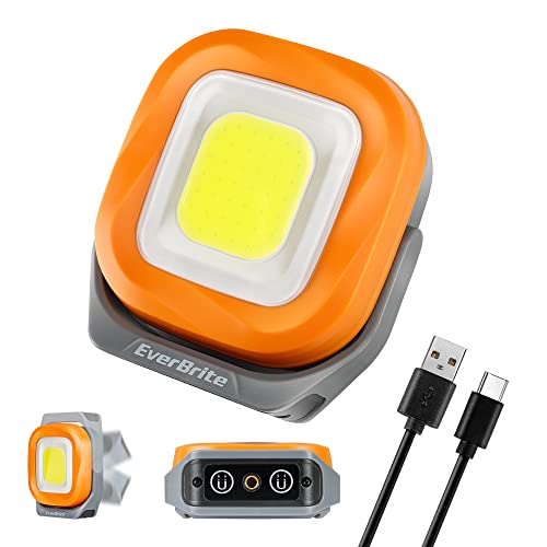 EverBrite Rechargeable Portable Magnetic Led Work Light, 1000 Lumen Super Bright Cordless Light for Car, Camping, Outdoors, Emergency & Job Site Lighting, 4 Modes, Orange Gray