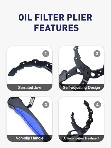 Self-Adjusting Oil Filter Wrench, Adjustable Oil Wrench, Fit 2-5'' Filters | Automotive Oil Change Kit, Self-Adjust Oil Filter Pliers, Motorcycle Fuel Filter Wrench, Large Oil Filter Removal Tool - style: Self-Adjusting