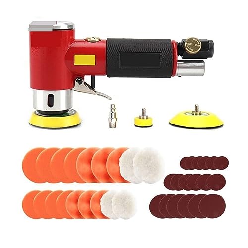 Sander, Polisher 2"/3" Mini Air Sander Pneumatic Dual Action Polisher Polishing Machine Sanding Kit For Auto Body Surface Finishing(Red Air Sander) - color: Red Air Sander