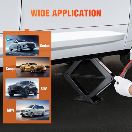 Nilight Scissor Jack Kit for Car 2 Ton(4409 lbs), Heavy Duty Portable Steel Scissor Lift Jack Car Tire Changing Kit with Ratchet & Lug Wrench for Sedan SUV MPV, 3.9''-15.7'' Lifting Range, Black - size: 2T with Ratchet & Lug Wrench Set, Black