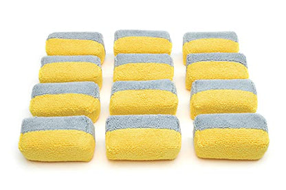 Autofiber Mini [Saver Applicator Terry] Ceramic Coating Applicator Sponge | 12 Pack | with Plastic Barrier to Reduce Product Waste. (Gold/Gray) - color: Gold/Gray