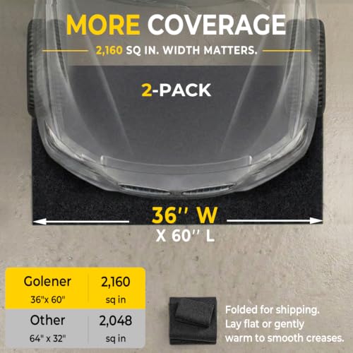 Golener 2-Pack Oil Spill Mats - Garage Floor Mat, Absorbent Oil Pad, Premium Maintenance Mat, Waterproof, Contain Liquid, Protect Garage Surface from Spill & Stain, Reusable, Durable, Black, 36”x60” - size: 2-Pack 36" x 60"