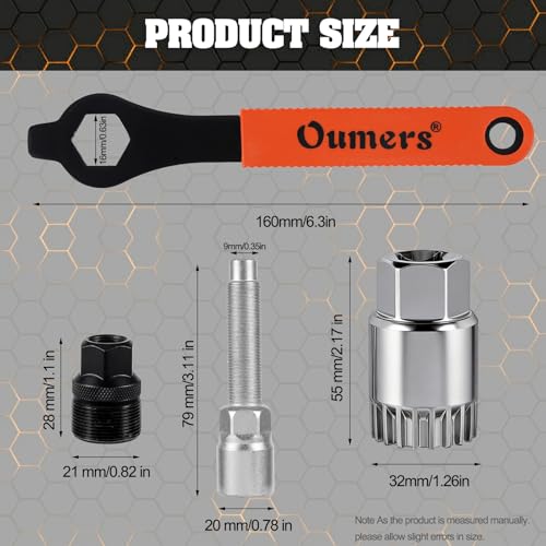 Oumers Bike Crank Extractor/Arm Remover and Bottom Bracket Remover with 16mm Spanner/Wrench. Professional Bicycle Repair Tool Kit - color: Orange