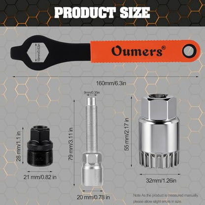 Oumers Bike Crank Extractor/Arm Remover and Bottom Bracket Remover with 16mm Spanner/Wrench. Professional Bicycle Repair Tool Kit - color: Orange