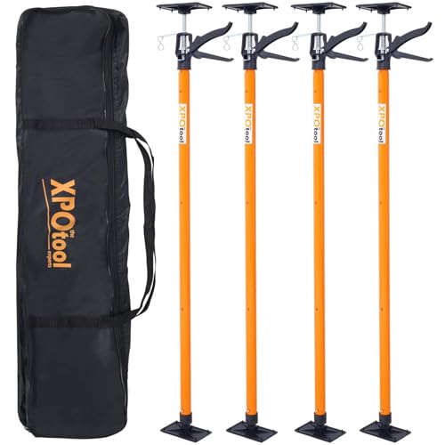 4 Pack Adjustable Support Pole, Steel Telescopic Adjustable 3rd Hand Support System, Extends 45 to 114 Inch, Supports up to 154 lbs for Jacks, Cargo Bars, Drywalls (Orange, 45"-114" 4PC) - color: Orange, size: 45"-114" 4PC