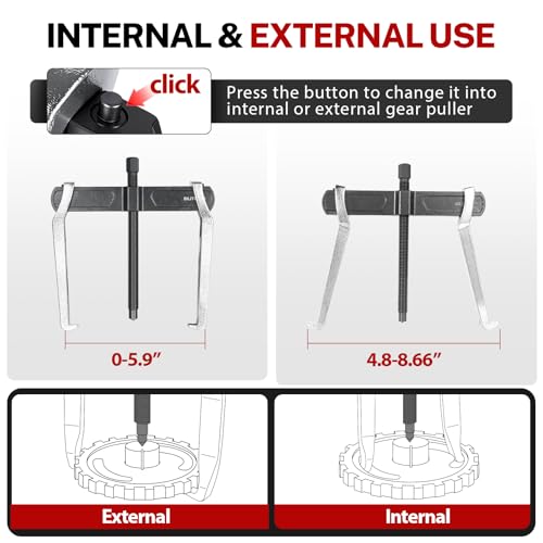 BILITOOLS 8" 2 Jaw Gear Puller, Bearing & Pulley Removal Tool | Internal External Reversible for Flywheel, Gears & Pulleys - size: 8”