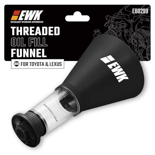 EWK Oil Funnel Threaded Engine Oil Fill Funnel, Secure No-Leak Design for Toyota & Lexus Engines, Hands-Free Spill-Free Oil Change Tool for DIY Owners & Professional Technicians