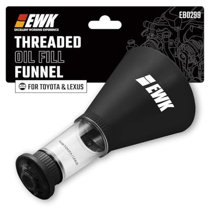 EWK Oil Funnel Threaded Engine Oil Fill Funnel, Secure No-Leak Design for Toyota & Lexus Engines, Hands-Free Spill-Free Oil Change Tool for DIY Owners & Professional Technicians