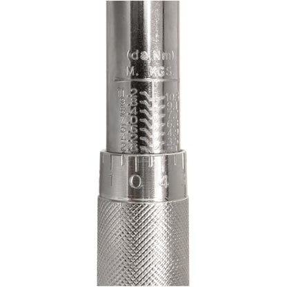 Performance Tool M238 Click Torque Wrench - 3/8 Drive, Adjustable 10 to 80 lbs ft. for Automotive Repair, Garage Maintenance, Chrome-Plated, Calibrated Torque Control