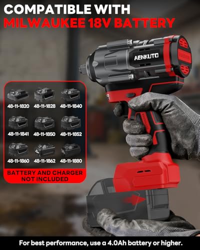 Cordless Impact Wrench for Milwaukee 18V,1500Nm (1106 Ft-Lbs) 1/2" Brushless Impact Gun, LED Work Light, 3-Speed High Torque Power Tool for Tire Removal, Rusted Bolts (No Battery)