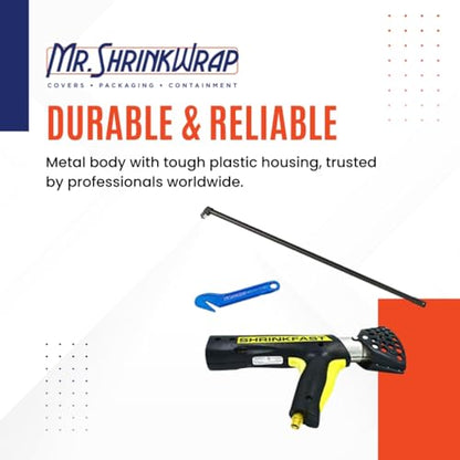 Mr. Shrinkwrap Bundle - Shrinkfast 998 Propane Heat Gun, 200000 BTU, Ready to Use with 25' Hose, Regulator, Wrench, Hard Case, 6' Angled Extension, and Shrink Film Knife Made in the USA - size: Bundle with 6' Extension