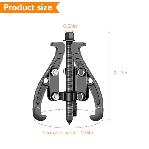 Car 3 Jaw Inner Bearing Puller, 6" Heavy Duty Pilot Gear Extractor Wheel Bearing Pulling Tool with Reversible Jaws, Internal External Gear Pulley Removal Tool for Motorcycle RV SUV - size: 6Inches