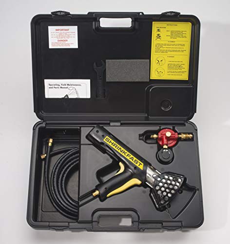 Shrinkfast 998 Propane Heat Gun, 200000 BTU, Ready to Use with 25' Hose, Regulator, Wrench, Hard Case, 2' Angled Extension, and Shrink Film Knife Made in the USA - size: Bundle with 2' Extension