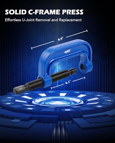 Orion Motor Tech Master Ball Joint Press Kit, 23pc Ball Joint Press & U Joint Removal Kit with Sockets and Universal Adapters, Heavy Duty Ball Joint Tool Set - color: Blue C-Frame with Blue Case