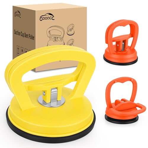 GOOACC Car Dent Puller 3 Pack Yellow Orange Powerful Suction Cup Puller | with Handle Lifter Large & Small Pullers Paintless Dent Repair Tool Kit for Car Body Fridge Glass Tiles Screen Object Moving - color: Yellow+Orange