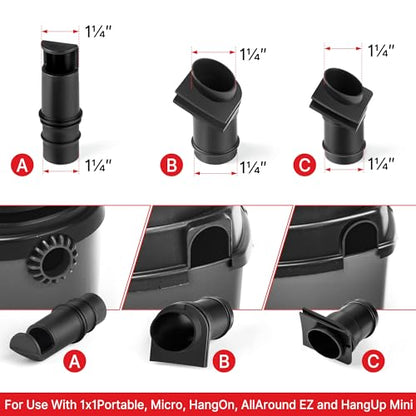 Shop-Vac 9056400 Dust Collection Hose Kit, 4 Ft x 1-1/4 Inch Flexible Vacuum Hose with 3 Adapters, Compatible with Wet/Dry Shop Vacuums & Power Tools