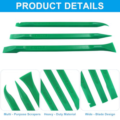 Plastic Scraper Tool 9 Pieces Non-Scratch Cleaning Kit for Tight Spaces, Remove Stickers Labels Oil Stains Food Dirt(Green) - color: Green