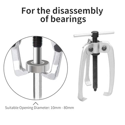 3 Jaw Puller 3.15in/80mm Universal Bearing Gear Pullers Heavy Duty Extractor Tool,High Carbon Steel Puller,Adjuestable Pulley Removal Tool for Bearings/Flywheels/Pulleys Remove - size: Micro 3Jaw 0.4-3 In