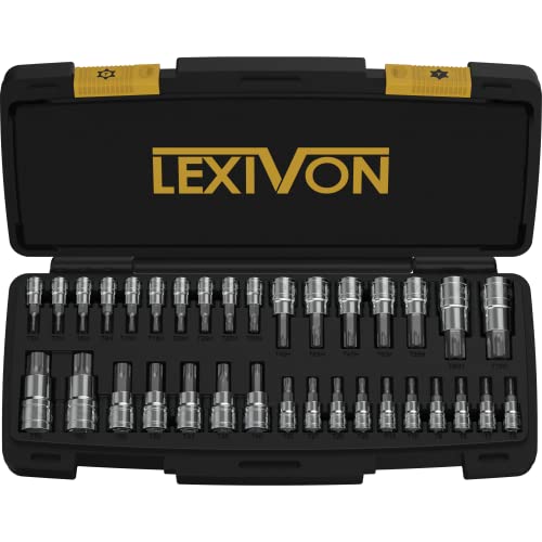 LEXIVON Master TORX Bit Socket Set, Premium S2 Alloy Steel | Complete 34-Piece, Solid Star & Tamper Proof T6 ~ T70 | Enhanced Storage Case (LX-149) - style: Master Torx Set