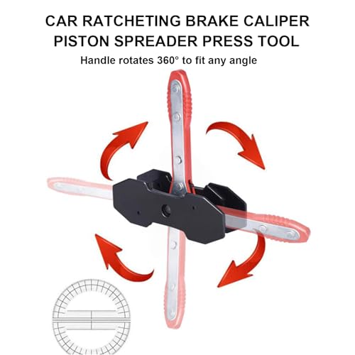 Vanwoke Brake Caliper Press Tool with 360° Ratchet Design, Steel Construction, Dual Expansion Plates for 2-6 Piston Calipers