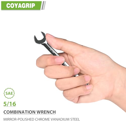5/16 Wrench, Industrial Grade Spanner, Combination Wrenches SAE with 12-Point Box End, 15-Degree Offset, 5/16 Wrenches Chrome Vanadium Steel Mirror Polished - size: 5/16''