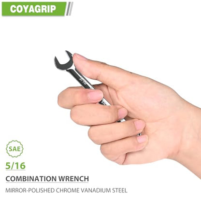 5/16 Wrench, Industrial Grade Spanner, Combination Wrenches SAE with 12-Point Box End, 15-Degree Offset, 5/16 Wrenches Chrome Vanadium Steel Mirror Polished - size: 5/16''
