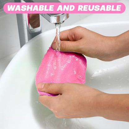 Baderke 10 Pcs Windshield Cleaner Tool Car Window Cleaning Supplies with Extendable Handle Include 6 Washable Microfiber Bonnets 2 Empty 60ml Spray Bottle Glass Wiper Kit(Pink) - color: Pink