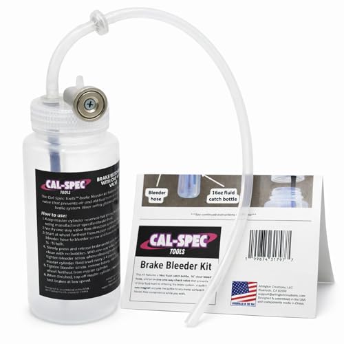 Brake Bleeder Kit - One-Way Check Valve, Magnet Mount, 16oz Catch Bottle, 16” Hose