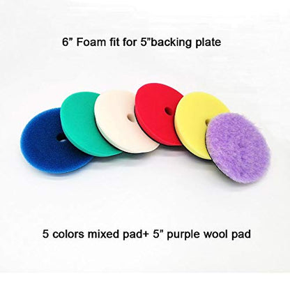 PYouo-mini Polisher Pads, Sponge Different Hardness Polishing Car Sponge Pad, 4/6/7 Inch Polish Pads, for Dual Action Polisher, Waxing (Color : 6PCS KIT2) - color: 6pcs Kit2