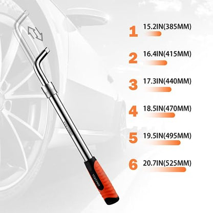 Extendable Lug Wrench with Flip Sockets, 4-in-1 Tire Tool Set | 6 Position Adjustable 15.2" to 20.7", Includes 17/19mm & 21/22mm CR-V Sockets for Most Cars & SUVs - size: 20.7in(17/19mm,21/22mm)