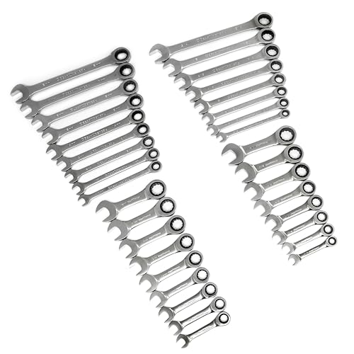 GEARWRENCH 34 Pc. Standard & Stubby Ratcheting Wrench Set, SAE & Metric - 85034 - size: One Size